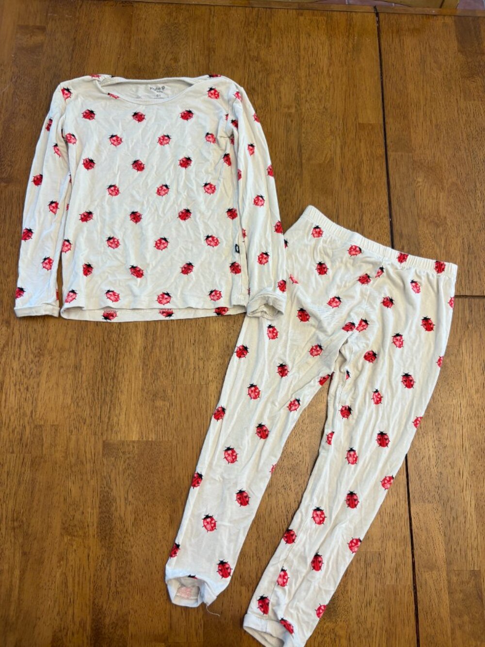 Kyte Baby Bamboo PJ Set Lady Bug Love White Red Size 6T